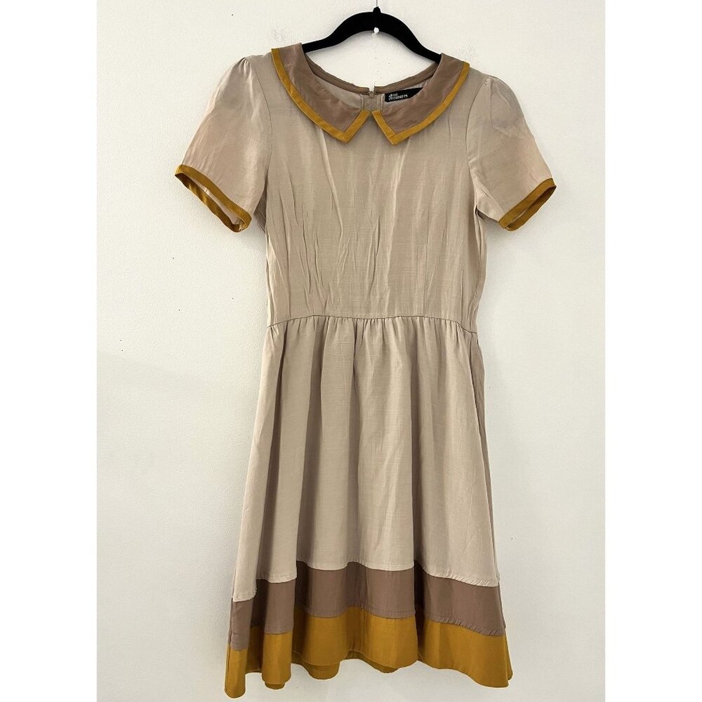 Dear Creatures Womens Tan Penny Fit & Flare Retro‎ Dress Size XS Preppy